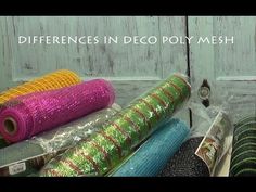 there are many different types of yoga mats in the bag and on the floor, with words that read differences in deco poly mesh