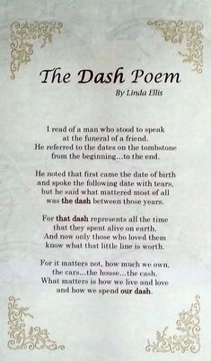 the dash poem by linda ellis