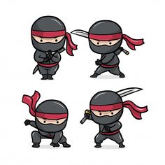 cartoon ninja character with different poses