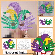 the handprint mask is made with colored paper