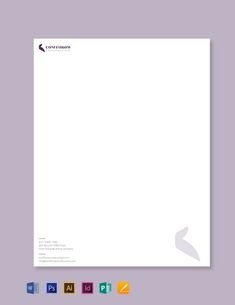 a white letterhead on a purple background