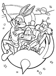 cartoon character coloring pages with space shuttles and rockets in the sky, as well as stars