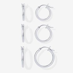 This timeless earring set includes 3 pairs of huggie hoops with an outer diameter of 14mm, 16mm, and 20mm. These hoop earrings can be worn alone or stacked together, making them perfect for everyday wear. Description: Measurements: Outer Diameter: 14mm (.55"), 16mm (.62"), and 20mm (.78"); Hoop thickness: 2mm. 925 Sterling Silver Post. 18K Yellow Gold or Rhodium plated. Hypoallergenic, nickel free, and lead-free. Earring Pack, Gold Huggie Hoop Earrings, Gold Hoop Earring, Zirconia Earrings, Sterling Silver Hoop Earrings, Huggie Hoop Earrings, Sterling Silver Hoops, Everyday Jewelry, Jewelry Earrings Hoops