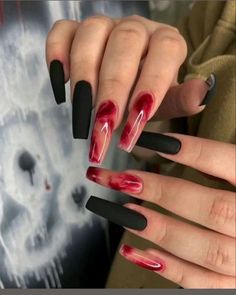 Pink Tip Nails, Long Square Nails, Wow Nails, Punk Nails, Beige Nails, Grunge Nails, Nails Only, Red Nail, Long Square Acrylic Nails