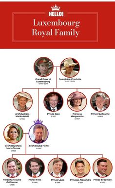 the royal family tree is shown in red