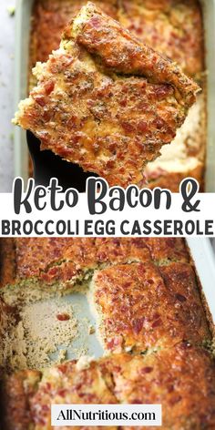 keto bacon and broccoli casserole in a baking dish