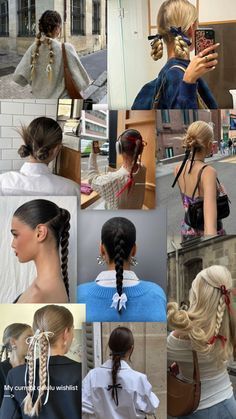 Sleek Braided Ponytail, Tutorial Ideas, Bow Hairstyle, Trendy Hairstyle, Hairstyle Tutorial, Slicked Back Hair