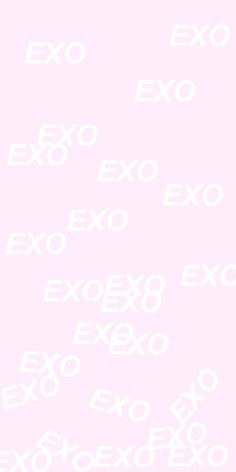 an image of the word exo in white on a pink background