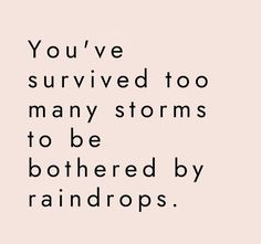 the words you've survived too many storms to be bothered by raindrops