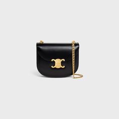 Teen Chain Besace Triomphe in shiny calfskin - Black | CELINE Tas Celine, Celine Shoulder Bag, Fake Designer Bags, Celine Triomphe, Fragrance Bottle, Celine Bags, Celine Bag, New Fragrances, Small Leather Goods