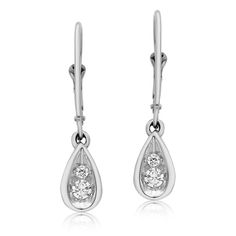 These beautiful diamond fashion drop earrings feature a total of four 1/4 carat total carat weight white round diamonds, set in 10 karat white gold. Diamond Fashion, Round Diamonds, Pear, My Wedding, Diamonds, White Gold, Gems, Drop Earrings, Stone