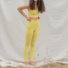 Bnwt Msrp $69 Off-Line By Aerie Our Real Me Fabric Feels Like The Real You! Ultra Light With Soft Support & A Weightless Touch. High Waisted Large Color: Neon Yellow 7/8 Length Smocked Sides That Gives Extra Detail To The Leggings Hits Right Above Your Ankle Material: 88% Nylon & 12% Elastane Spring Yellow Seamless Bottoms, Full Length Summer Activewear, Solid Full-length Activewear For Summer, Full Length Solid Activewear For Summer, Spring Yoga Leggings With Wide Waistband, Berry Board, Yellow Leggings, Aerie Leggings, Black Leather Leggings