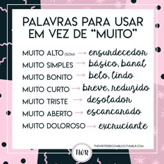 a pink and black poster with the words in spanish