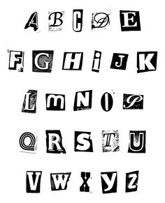 the alphabet is made up of letters and numbers in black ink on a white background