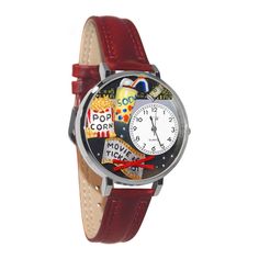 Whimsical Gifts | Movie Lover 3D Watch Large Style | Handmade in USA | Hobbies & Special Interests | Arts & Performance | Novelty Unique Fun Miniatures Gift | Silver Finish Red Leather Watch Band Romantic Christmas Gifts, Colorful Watches, Cute Watches, Whimsical Gifts, White Watch, Hot Jewelry, Yellow Gold Jewelry, Women's Watches, Movie Lover