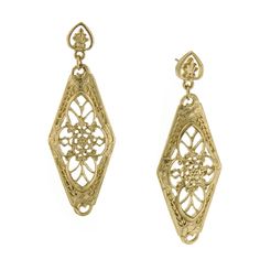 Gold-Tone Filigree Lantern Drop Earrings