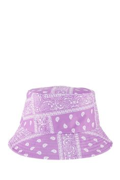 Bandana Print Bucket Hat This hat features a trendy bandana print, adding a touch of style to any outfit. Protect yourself from the sun while looking fashionable with this versatile bucket hat. Made In: China Bohemian Bandana For Beach In Summer, Bohemian Adjustable Bandana For Vacation, Trendy White Sun Hat For Festival, Casual White Hat For Festival With Wide Brim, White Casual Wide Brim Hat For Festivals, Trendy Bandana For The Beach, Bohemian Bandana For Spring Vacation, Trendy Bandana For Summer, One Size Fits Most, Summer Beach Cotton Bandana