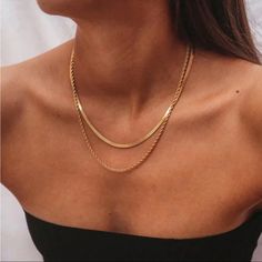 Brand New And Gorgeous 18k Gold Plated Length:15.7-19.7 Inch 16 Inch Necklace, Herringbone Necklace, Golden Necklace, Snake Necklace, Chain Fashion, Estilo Hip Hop, Waterproof Jewelry, Gold Necklace Layered, Rope Necklace