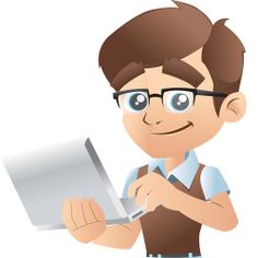 a man with glasses holding a laptop computer