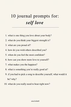 an image of a poem with the words'10 journal prompts for self love '