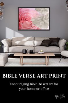 the bible verse art print encouraging bible - based art for your home office is on display