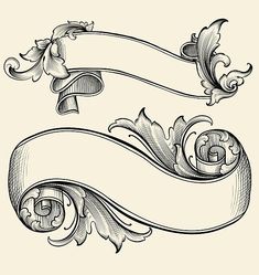 an old fashioned scroll with flowers and scrolls on it stock photo - art isto