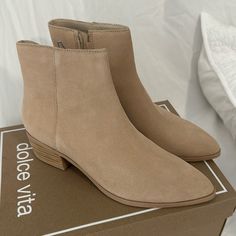 New In Box Dolce Vita Avalon Dune Suede Ankle Boot - Zips On Inside, Women’s Size 9. Dolce Vita Ankle Boots, Dolce Vita Boots, Dolce Vita Booties, Peep Toe Ankle Boots, Grey Ankle Boots, Western Booties, Studded Boots, Chelsea Ankle Boots, Black Ankle Booties