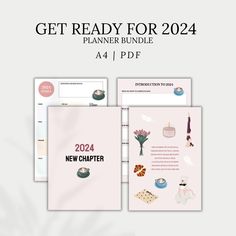 the planner bundle is shown in three different colors, including pink and white with text reading get ready for 2021 planner bundle