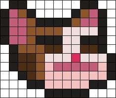 a dog's face is made up of squares in shades of brown, pink and white