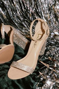 Taylor Rhinestone Light Nude Suede Ankle Strap Heels Quince Heels, Hoco Heels, Gold Block Heel Sandals, Fancy Attire, Champagne Heels, Gold Block Heels, Trendy High Heels, Black Ankle Strap Heels, Single Sole Heels