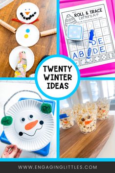 several different winter activities and crafts for kids