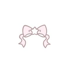 a drawing of a pink bow with a star on the top and ribbon around it