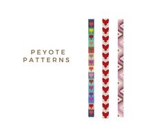 💜 Click here to see all peyote patterns https://www.etsy.com/shop/CopacJewelry?ref=seller-platform-mcnav&section_id=37013764 💜 These are Bead Peyote Bracelet 2 Patterns in PDF format 💜 DIMENSIONS 1st pattern - hearts: 9 rows, 3 colors 2nd pattern - hearts: 9 rows, 3 colors 3rd pattern - triangle: 8 rows, 4 colors + 1 pattern free * You may used any color and any type of bead * Peyote bracelet patterns made with 11/0 Miyuki Delica beads. Also Toho beads, Ornela Preciosa or other type of beads are perfect. 💜 CUSTOM ORDERS are available at https://www.etsy.com/listing/1555326772  💜 You will receive the DIGITAL patterns downloadable on ETSY, the next day DIGITAL PDF FILES include 1. Pattern design 2. Large, detailed graph of the pattern 3. Bead legend - color, name, number and quantity 4. Pattern Triangle, Miyuki Delica Beads, Toho Beads, Delica Beads, Bead Patterns, Hat Band, Bracelet Patterns, Digital Pattern, Pattern Making