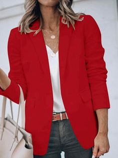 Casual and elegant look. Perfect for office. To combine with Jeans, skirts and leggings. 78% Polyester, 18 rayon, 4% Spandex blend fabric. Blazer And Jeans, Blazer Casual, Casual Blazer Women, Blazer Jackets For Women, Street Look, Business Outfit, Business Suit, Womens Blazers