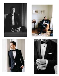 men in tuxedos and bow ties are photographed