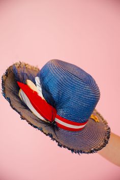 BON VOYAGE SUN HAT Sun hat Judith March Red Beach Hat For 4th Of July, Red Patriotic Summer Hat, Red Hat For Beach And 4th Of July, Red Patriotic Beach Hat, Patriotic Beach Hats For Spring, Patriotic Beach Hat For Spring, Patriotic Hats For Beach In Spring, Red Americana Hat For Summer, Patriotic Red Beach Hat