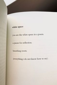 an open book with the words white space written in black on it's pages