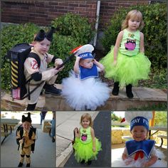 several photos of children dressed up in costumes