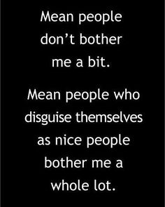 the words mean people don't brother me a bit mean people who discuss themselves as nice