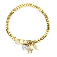 Stainless steel 18k gold plated chain  7" length 18k gold plated zirconia star pendant Zirconia solitaire pendant 18k gold plated spike charm Tasman Slippers, Gold Bracelets Stacked, Preppy Clothes, Xmas List, Ugg Tasman, Crystal Bangle