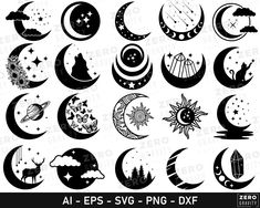 the moon and stars clipart bundle