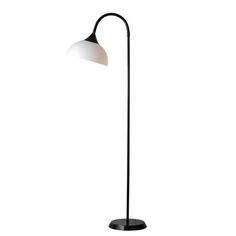 a black and white floor lamp on a white background