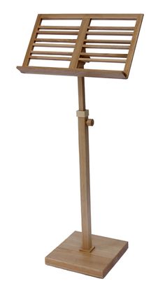 a wooden music stand on a white background