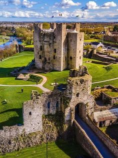 an aerial view of the castle and surrounding grounds