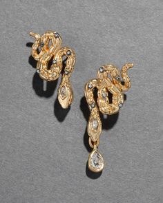 Serpent Crystal Drop Earrings | Gold Snake Drop Earrings Snake Hoop Earrings, Serpent Earrings, Jewelry Nails, Alexis Bittar Jewelry, Metal Clay Jewelry, Snake Jewelry, Snake Earrings, Disc Earrings, Stacked Bangles