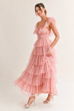 PREORDER Margot Polka Dot Tulle Midi Dress - Pink – Thread + Vine Boutique Tiered Gown, Floral Tulle Dress, Award Show Dresses, Tiered Tulle Skirt, Tulle Midi Dress, Tulle Maxi Dress, Full Length Skirt, Pink Thread, A Line Maxi Dress