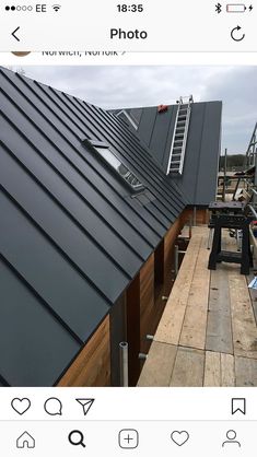 an instagram photo of a roof being installed on a house