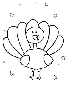 a cartoon turkey with stars in the background