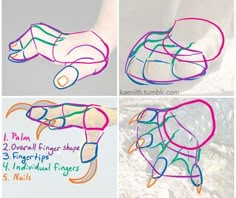 instructions for how to draw hands with colored pencils