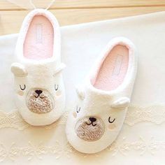 Adorable Teddy Bear Animal Shaped Slip-On Slippers for Women in White | DOTOLY Cute Animal Cartoon, Animal Hugs, Women In White, Cartoon Women, Large Stuffed Animals, White Teddy Bear, Bear Animal, Bedroom Slippers, Cute Slippers